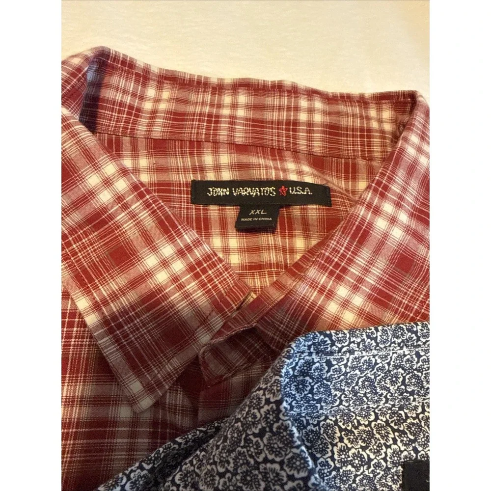 John Varvatos‎ USA Shirt Lot 3 Mens XXL Plaid Floral Button Front 26 P2P